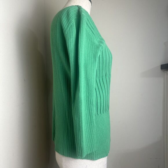 RQT 3/4 Sleeve Ribbed Sweater Top Pewyer Embellishing Neckline Size Medium EUC - Picture 6 of 8
